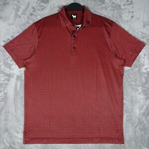 GOATED Golf Red Black All Over Goat Print Performance Polo Shirt Men Size Medium